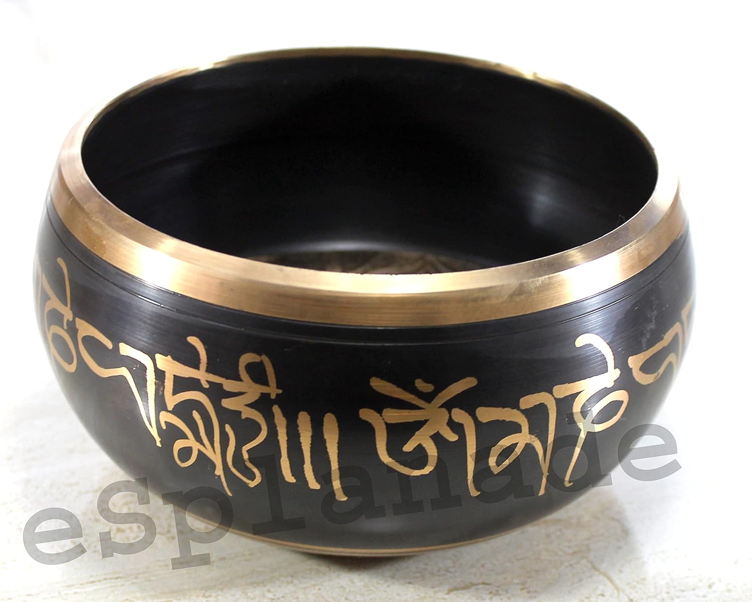 eSplanade - 6 inches - Singing Bowl Tibetan Buddhist Prayer Instrument With Striker Stick | OM Bell | OM Bowl | Meditation Bowl | Music Therapy (black)